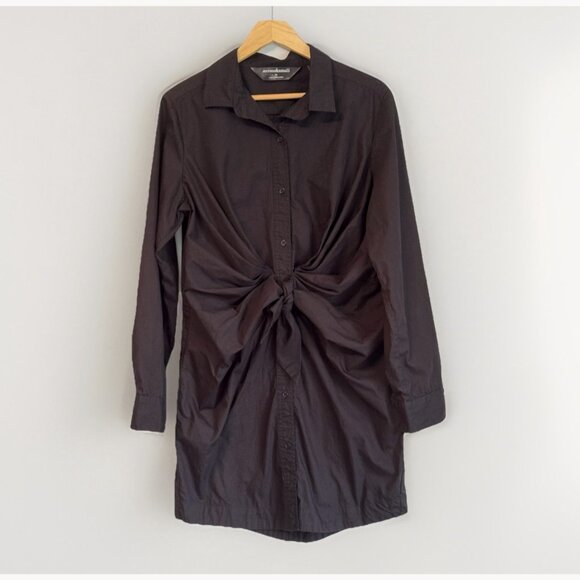 Norma Kamali Women's Poplin Woven Front Tie Shirt Dress Size Large Minimalist - Picture 1 of 11